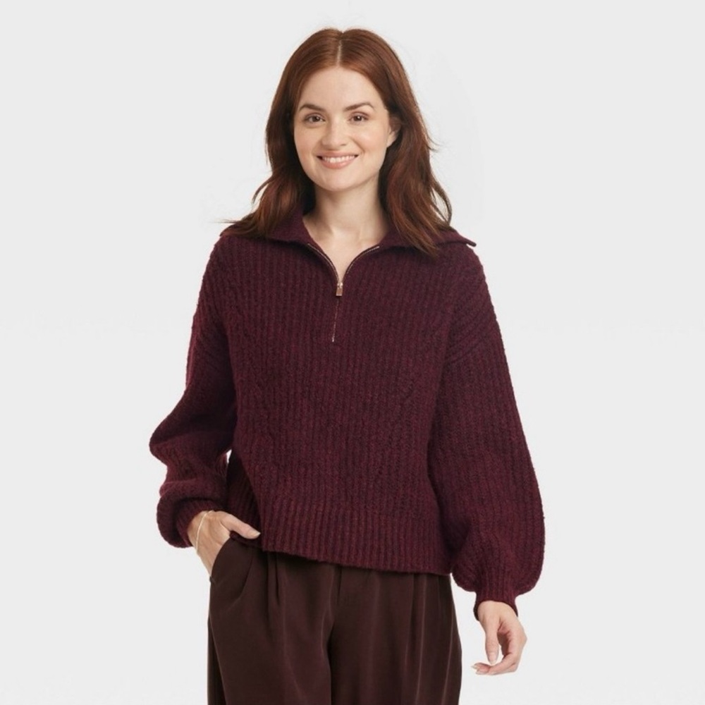 NWT A New Day Quarter Zip Ribbed Pullover Sweater